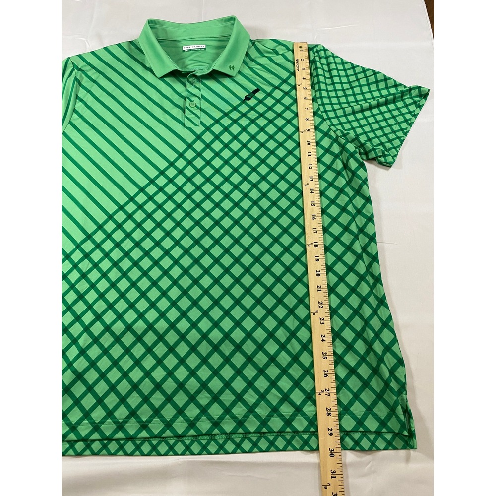 Fore Fathers Mens XXL Green Diagonal Grid Performance Golf Polo Shirt - Picture 9 of 12